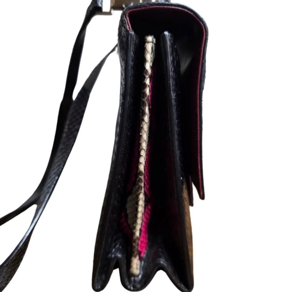 Roberto Cavalli Python-Embossed Leather Bag – Bla… - image 8